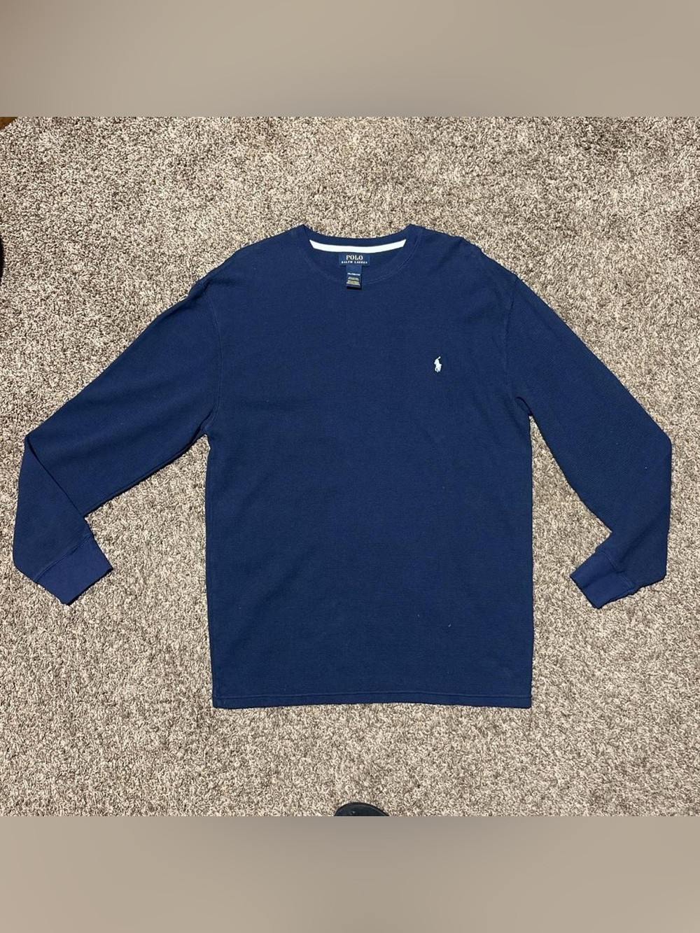 Polo by Ralph Lauren Navy Long Sleeve Crew Sweatshirt with White Pony